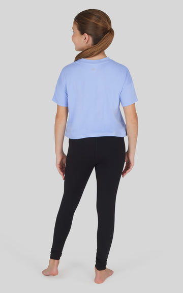 Girls 3 PC T-Shirt + Interlock Crossover Legging + Flared Pant Set