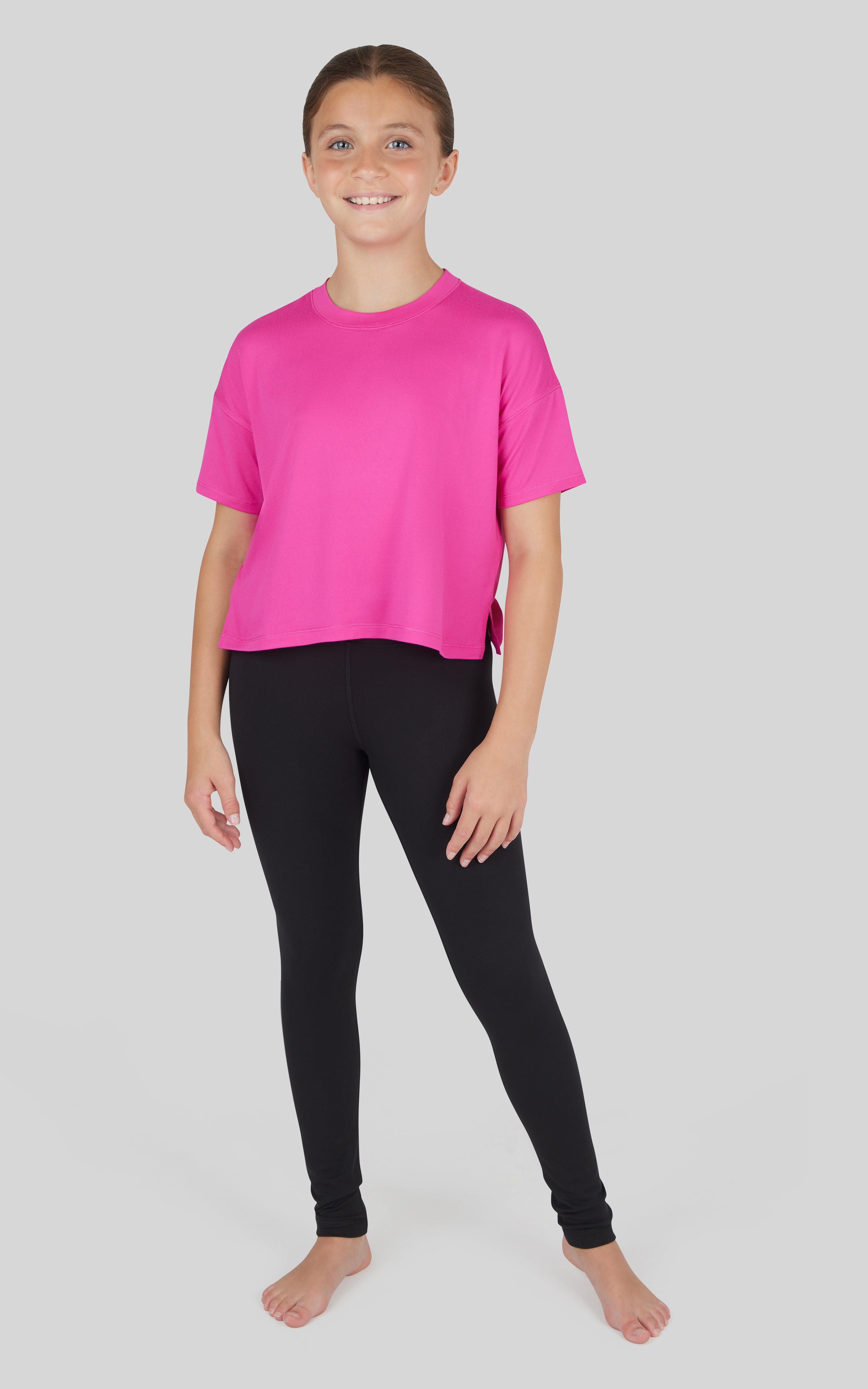 Girls 3 PC T-Shirt + Interlock Crossover Legging + Flared Pant Set