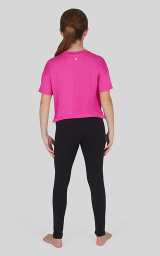 Girls 3 PC T-Shirt + Interlock Crossover Legging + Flared Pant Set