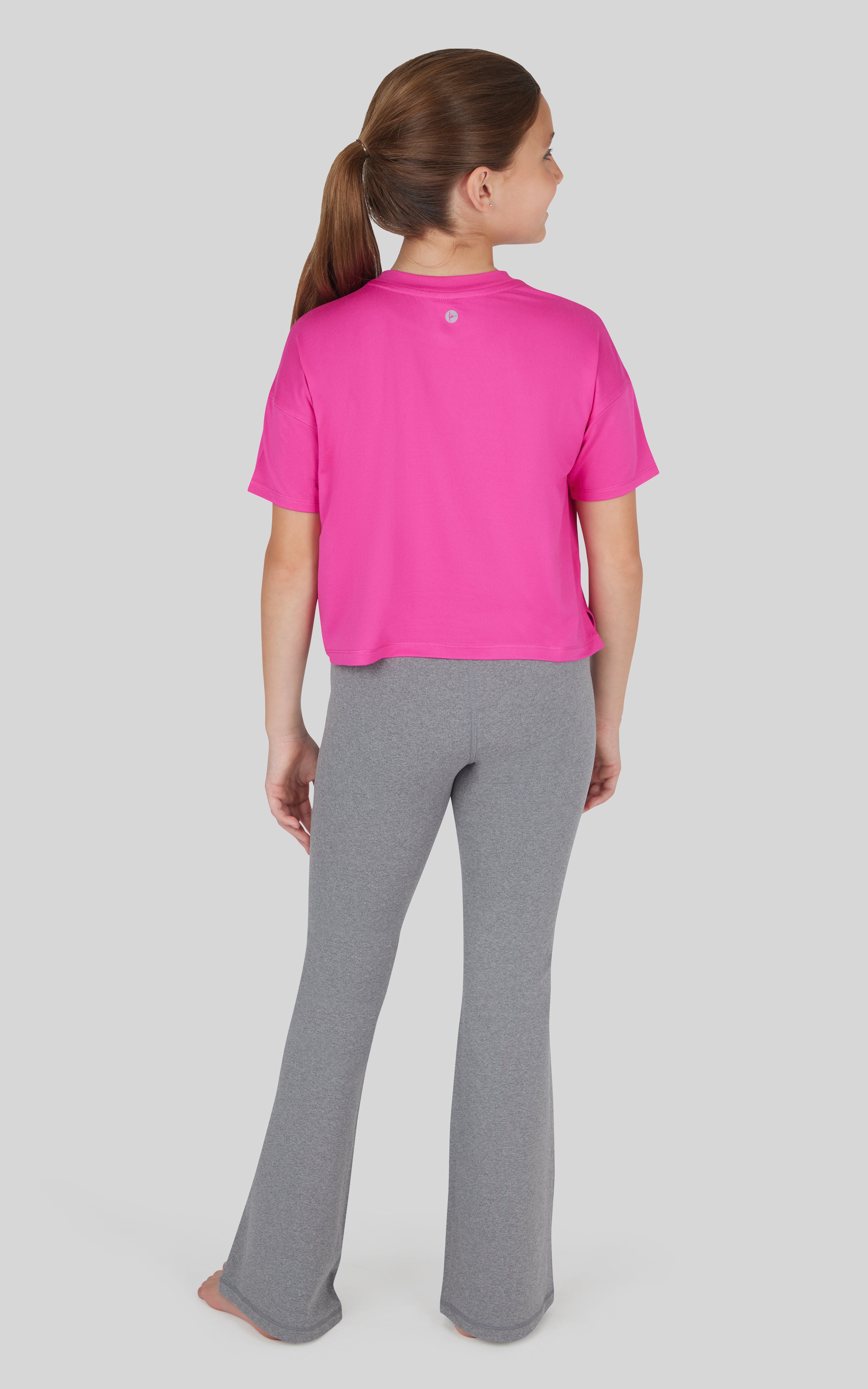 Girls 3 PC T-Shirt + Interlock Crossover Legging + Flared Pant Set