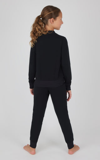 Girls 2 PC Terry Crossover Long Sleeve Top + Brushed Jogger Set