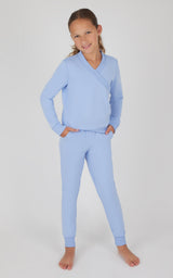 Girls 2 PC Terry Crossover Long Sleeve Top + Brushed Jogger Set