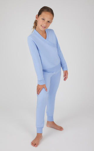 Girls 2 PC Terry Crossover Long Sleeve Top + Brushed Jogger Set