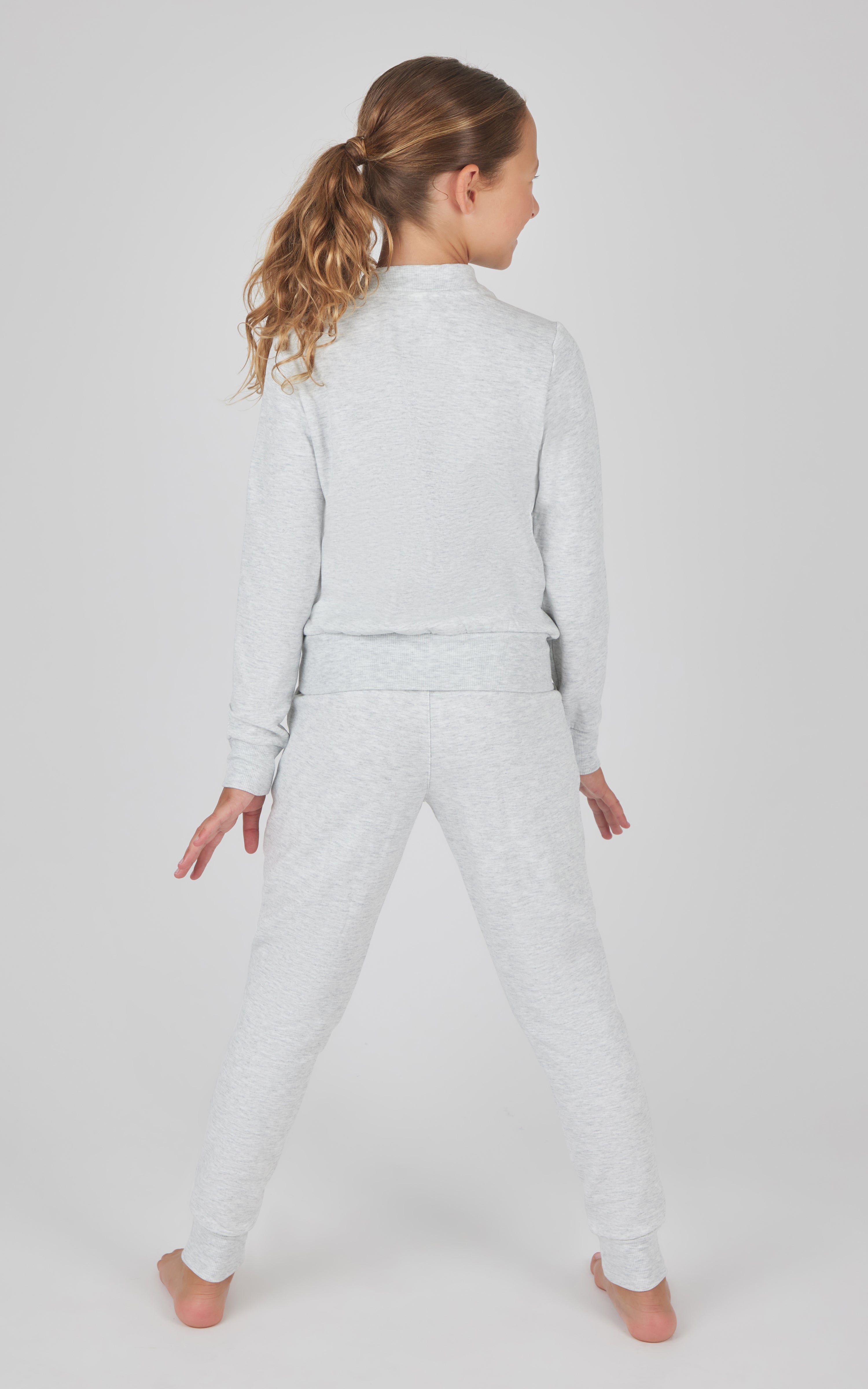 Girls 2 PC Terry Crossover Long Sleeve Top + Brushed Jogger Set