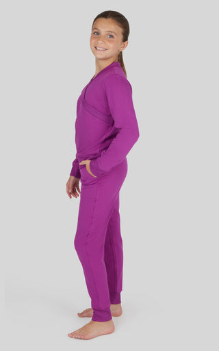 Girls 2 PC Terry Crossover Long Sleeve Top + Brushed Jogger Set