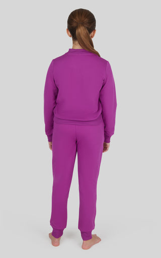 Girls 2 PC Terry Crossover Long Sleeve Top + Brushed Jogger Set