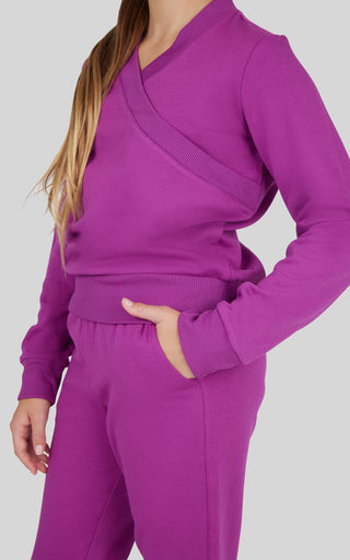 Girls 2 PC Terry Crossover Long Sleeve Top + Brushed Jogger Set