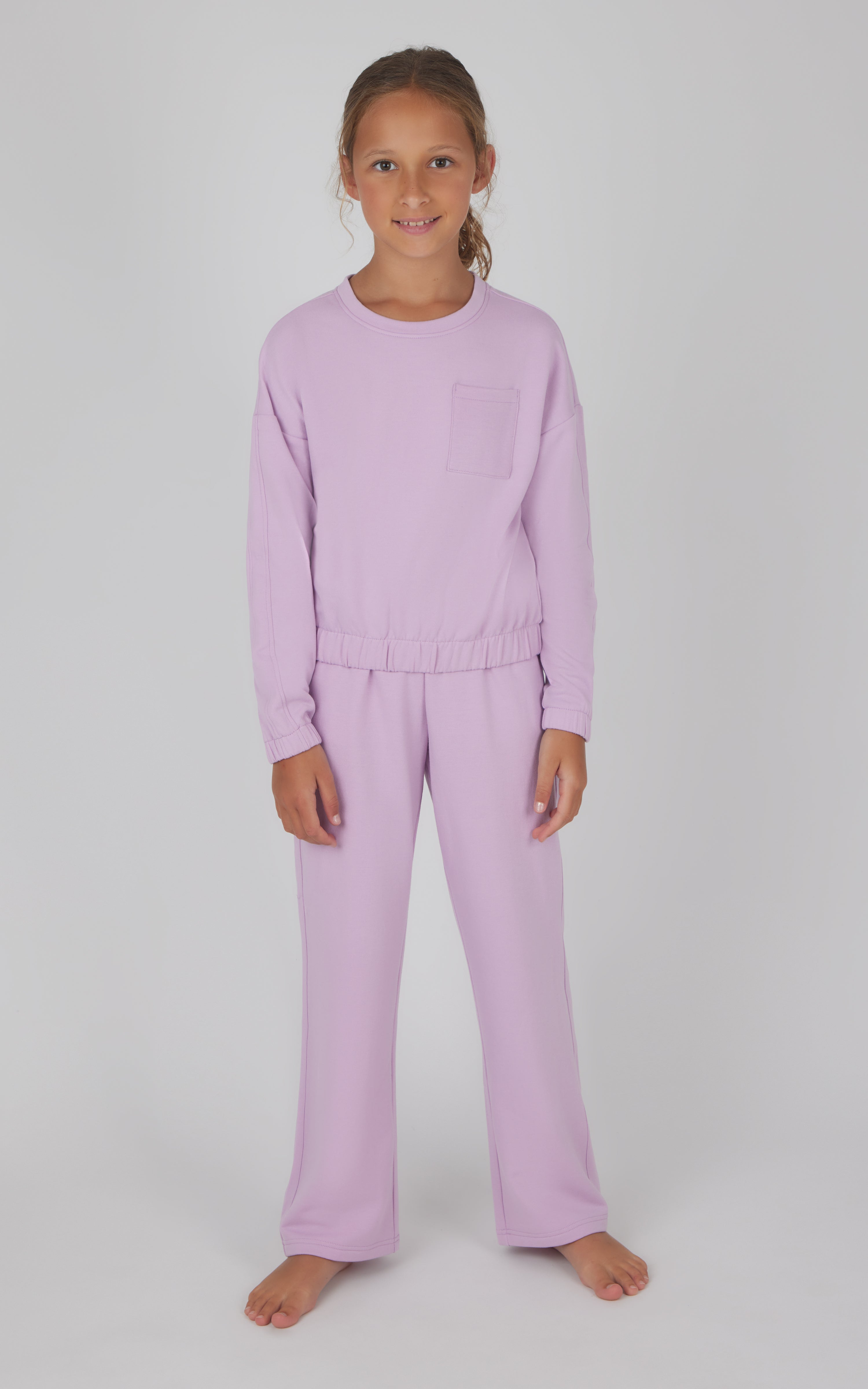 Girls 2 Piece Terry Brushed Inside Treehouse Pullover and Terry Brushed Inside Straight Leg Pant Set