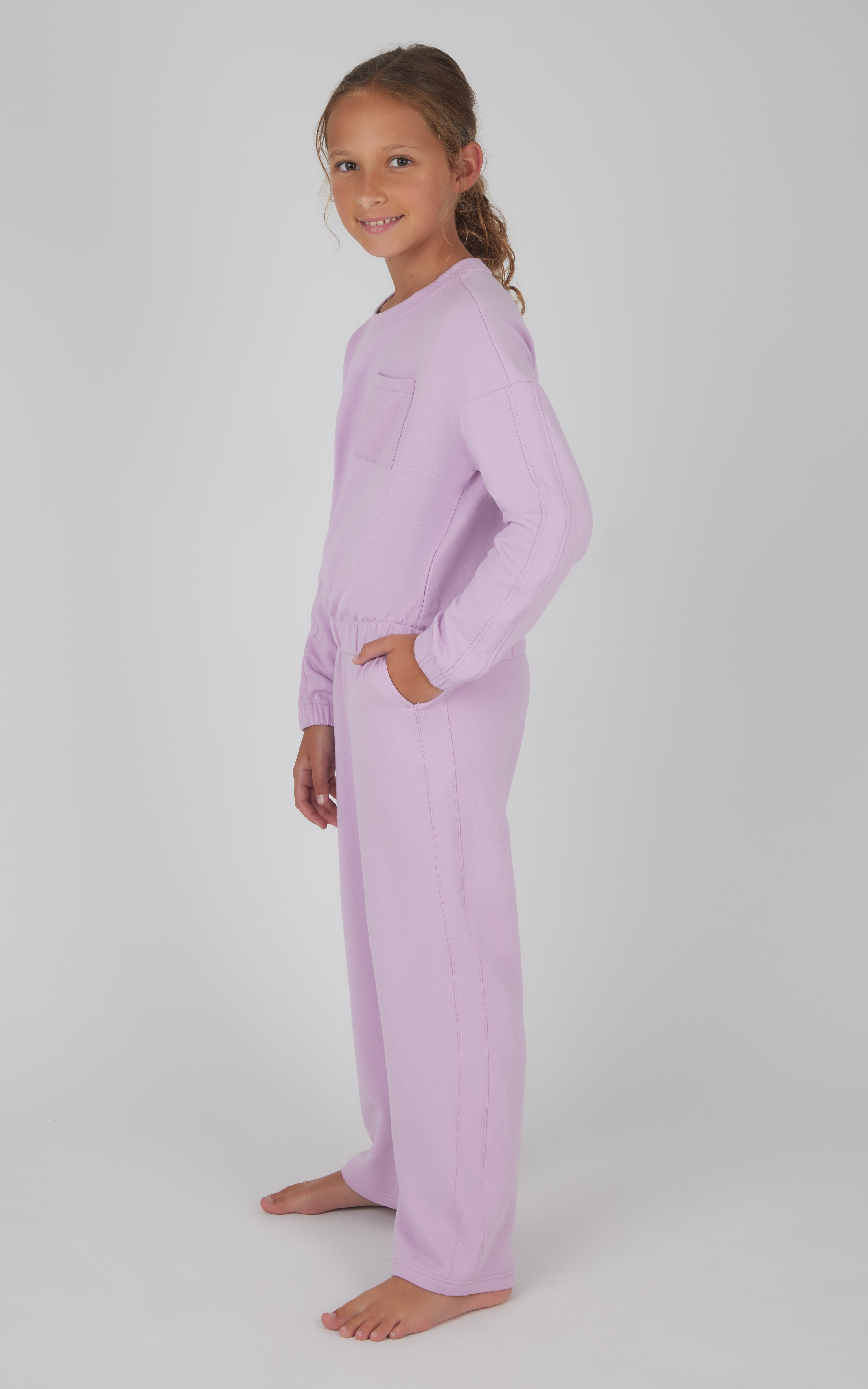 Girls 2 PC Terry Brushed Pullover and Pant Set