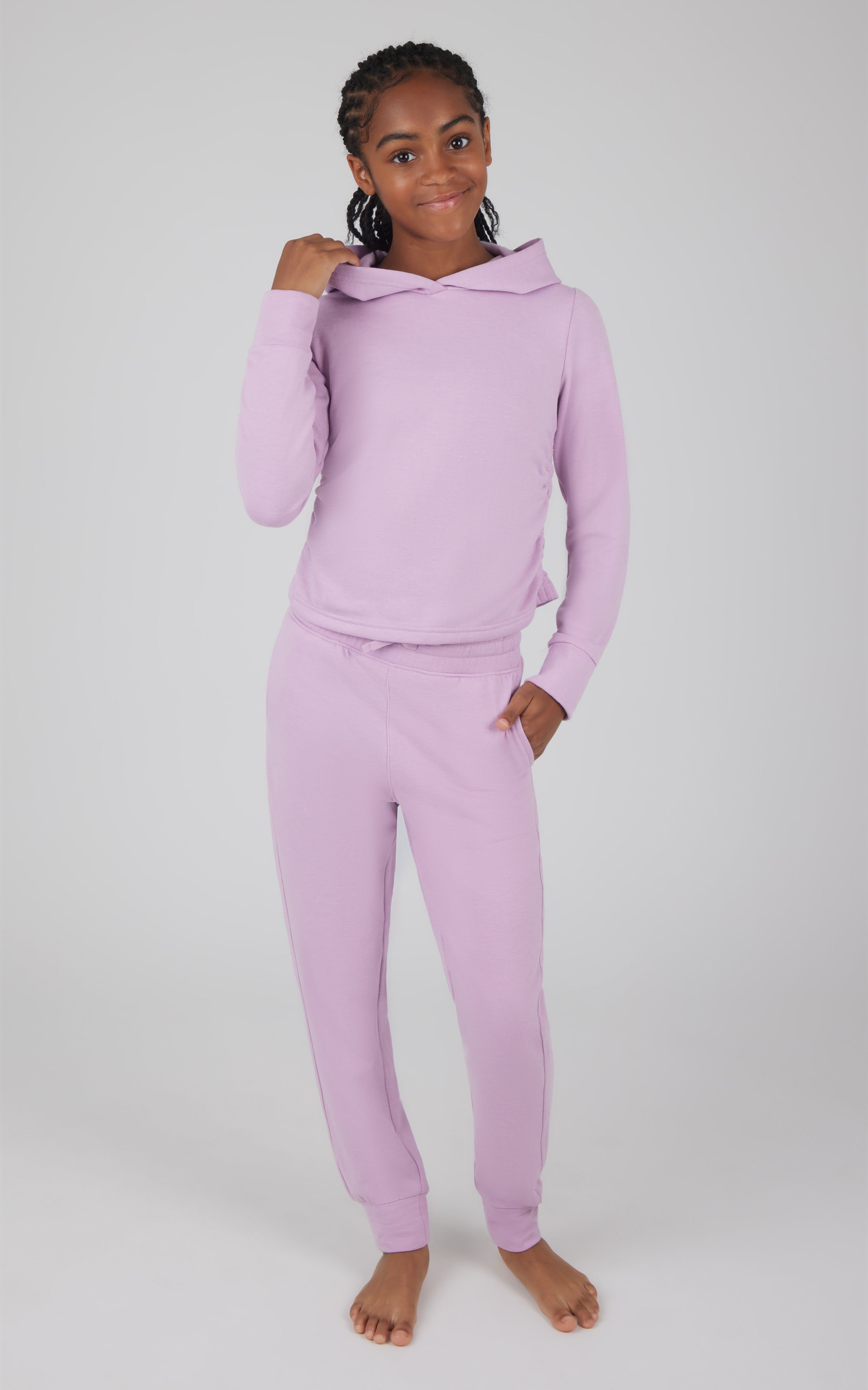 Girls 2 PC Terry Brushed Hoodie and Jogger - 90 Degree by Reflex