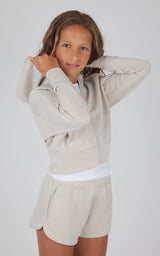 Girls 3 PC Zip Jacket + Muscle Tank + Short Set - 90 Degree by Reflex