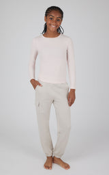 Girls 2 pc Set Heavenly Rib Long Sleeve Crew and Cargo Pocket Legging