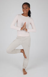 Girls 2 pc Set Heavenly Rib Long Sleeve Crew and Cargo Pocket Legging