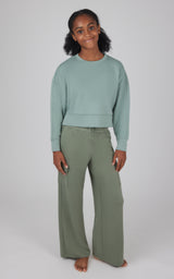 Girls 2 PC Softlite Cropped Pullover + Softlite Wide Leg Cargo Pant - Our Stone Story - 90 Degree by Reflex