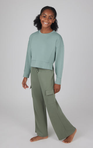 Girls 2 PC Softlite Cropped Pullover + Softlite Wide Leg Cargo Pant