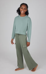 Girls 2 PC Softlite Cropped Pullover + Softlite Wide Leg Cargo Pant