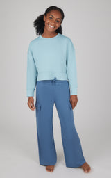 Girls 2 PC Softlite Cropped Pullover + Softlite Wide Leg Cargo Pant - Our Stone Story - 90 Degree by Reflex