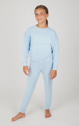 Girls 2 PC Melange Long Sleeve Top and Jogger Set