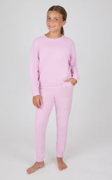 Girls 2 PC Melange Long Sleeve Top and Jogger Set - 90 Degree by Reflex