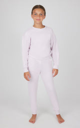 Girls 2 PC Melange Long Sleeve Top and Jogger Set