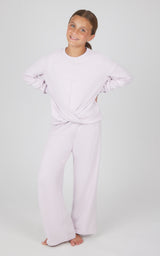 Girls 2 PC Melange Sweatshirt and Wide Leg Pant