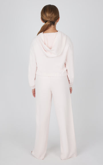 Girls Melange Giselle Zip Front Cinched Jacket and Wide Leg Pintuck Pant Set