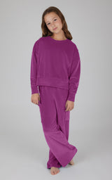 Girls Velour  Crew Pullover With Cargo Pocket Pant