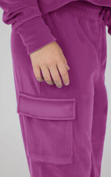 Girls Velour  Crew Pullover With Cargo Pocket Pant