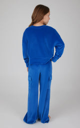 Girls Velour  Crew Pullover With Cargo Pocket Pant