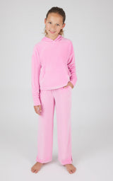 Girls 2 PC Ribbed Velour Hoodie and Straight Leg Pant