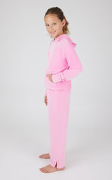 Girls 2 PC Ribbed Velour Hoodie and Straight Leg Pant - 90 Degree by Reflex