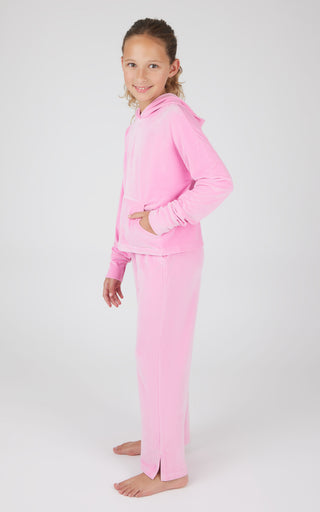 Girls 2 PC Ribbed Velour Hoodie and Straight Leg Pant - 90 Degree by Reflex