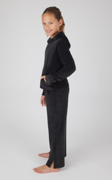 Girls 2 PC Ribbed Velour Hoodie and Straight Leg Pant