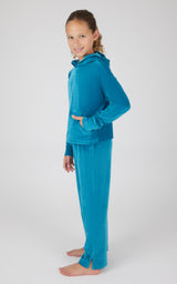 Girls 2 PC Ribbed Velour Hoodie and Straight Leg Pant - 90 Degree by Reflex