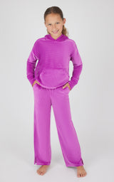 Girls 2 PC Ribbed Velour Hoodie and Straight Leg Pant - 90 Degree by Reflex