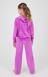 Girls 2 PC Ribbed Velour Hoodie and Straight Leg Pant - 90 Degree by Reflex