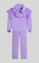 2 PC Little Girls Velour Lili Pullover Hoodie w Ruffle Detail + Little Girls Velour Flare - 90 Degree by Reflex