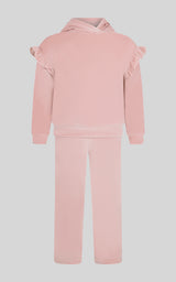 2 PC Little Girls Velour Lili Pullover Hoodie w Ruffle Detail + Little Girls Velour Flare - 90 Degree by Reflex