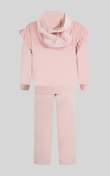 2 PC Little Girls Velour Lili Pullover Hoodie w Ruffle Detail + Little Girls Velour Flare