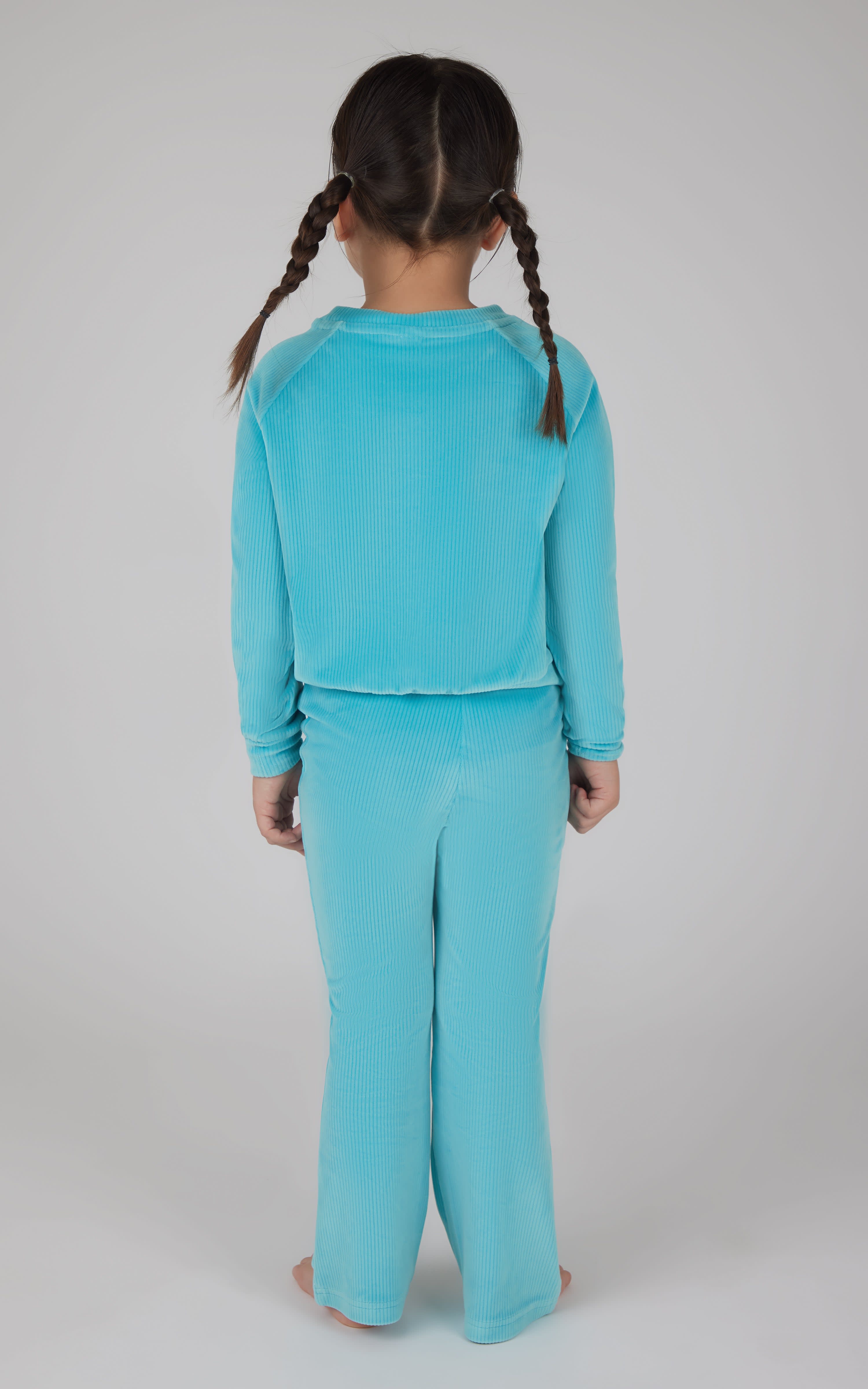Little Girls 2 PC Ribbed Velour Top and Flare Leg Pant