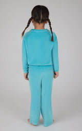 Little Girls 2 PC Ribbed Velour Top and Flare Leg Pant