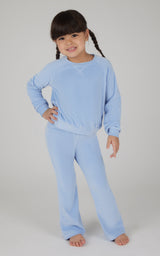 Little Girls 2 PC Ribbed Velour Top and Flare Leg Pant