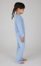 Little Girls 2 PC Ribbed Velour Top and Flare Leg Pant