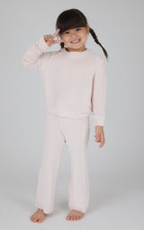 Little Girls 2 PC Ribbed Velour Top and Flare Leg Pant