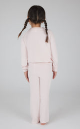 Little Girls 2 PC Ribbed Velour Top and Flare Leg Pant