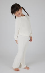 Little Girls 2 PC Ribbed Velour Top and Flare Leg Pant