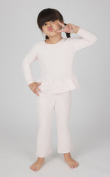 Toddler 2 PC Melange Pullover Top and Flare Leg Pant