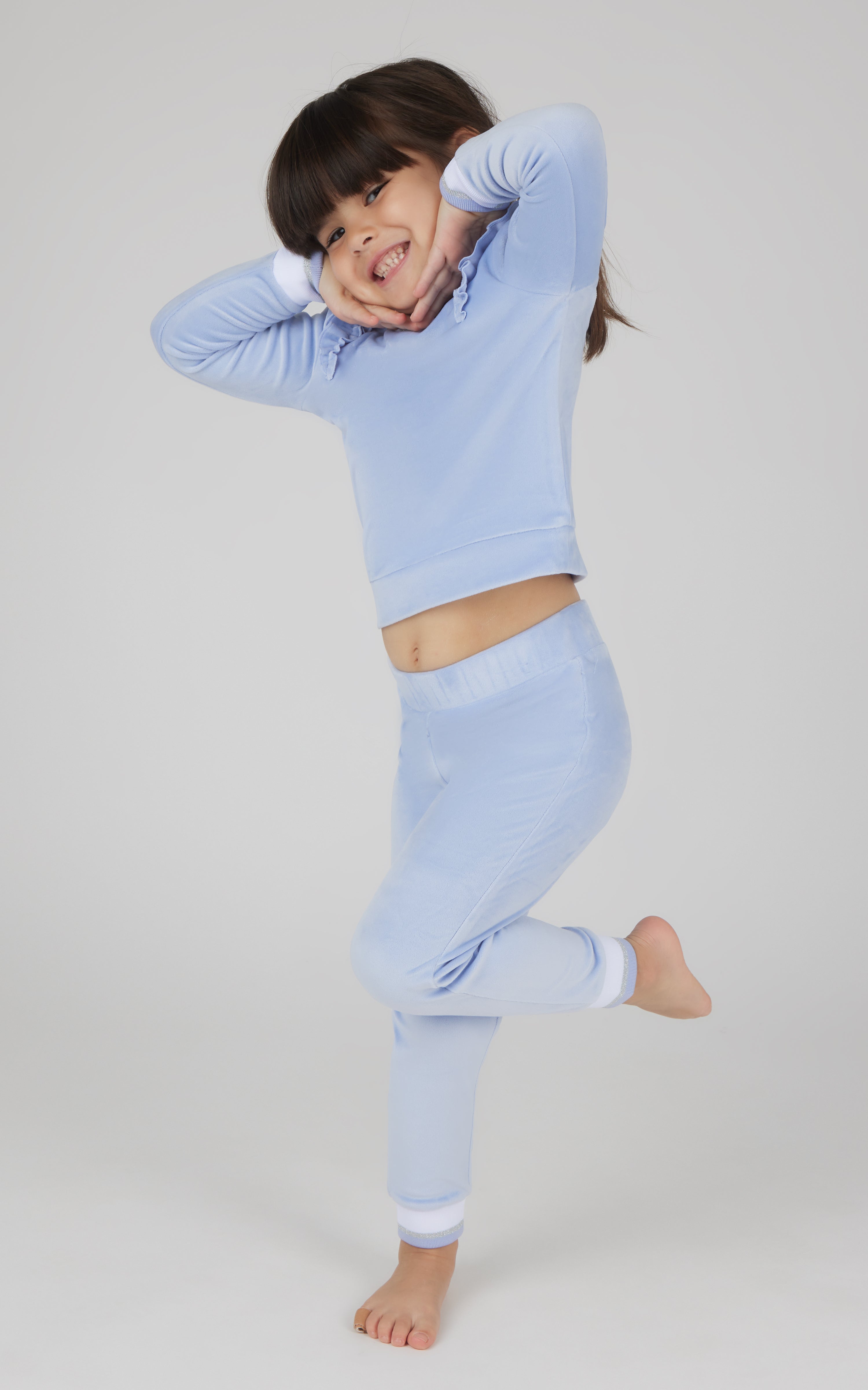 Toddler 2 PC Velour Ruffle Sweatshirt and Jogger