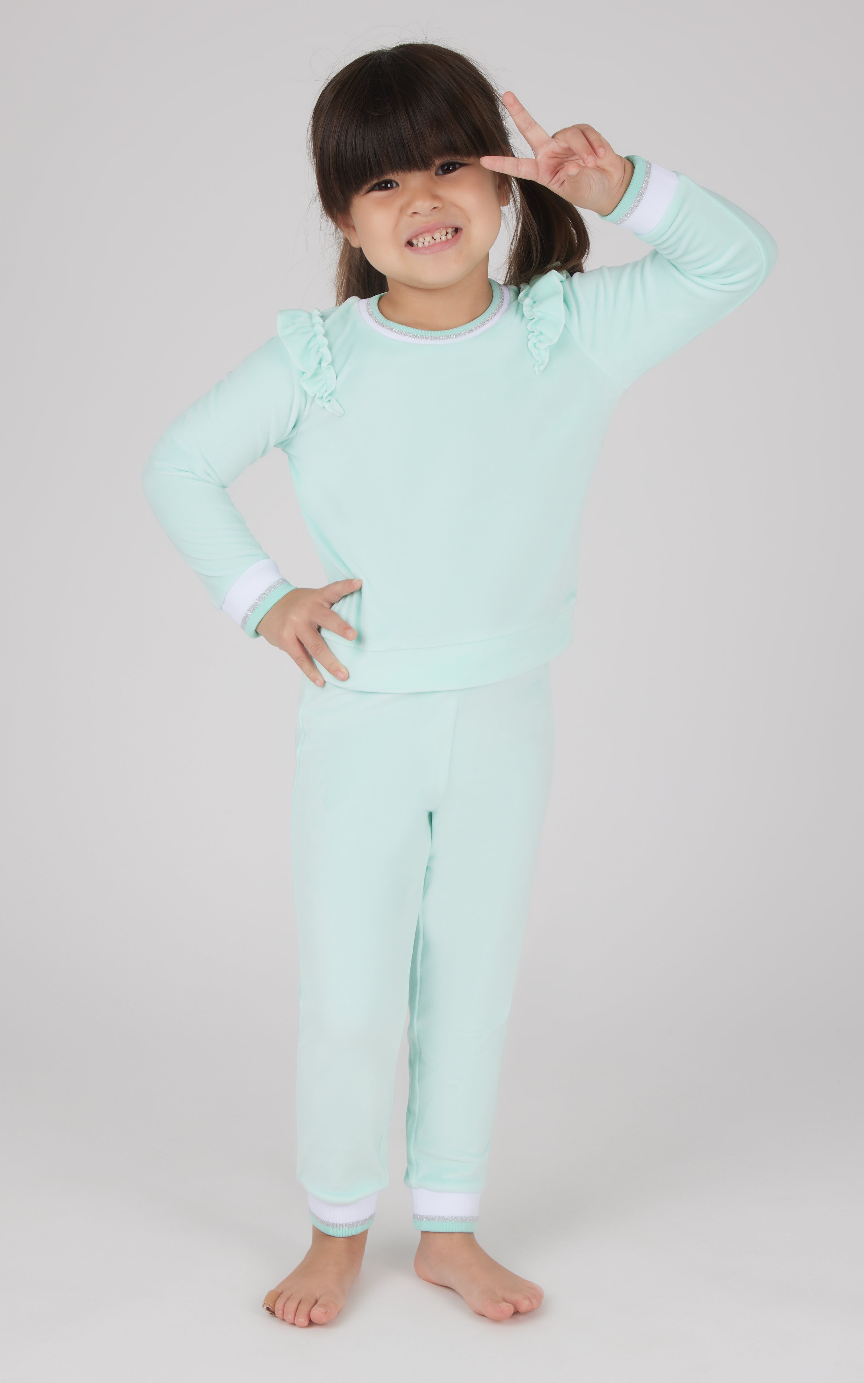 Toddler 2 PC Velour Ruffle Sweatshirt and Jogger