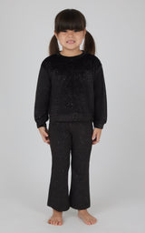 Toddler 2 PC Speckled Velour Crew Neck Top and Flared Leg Pant